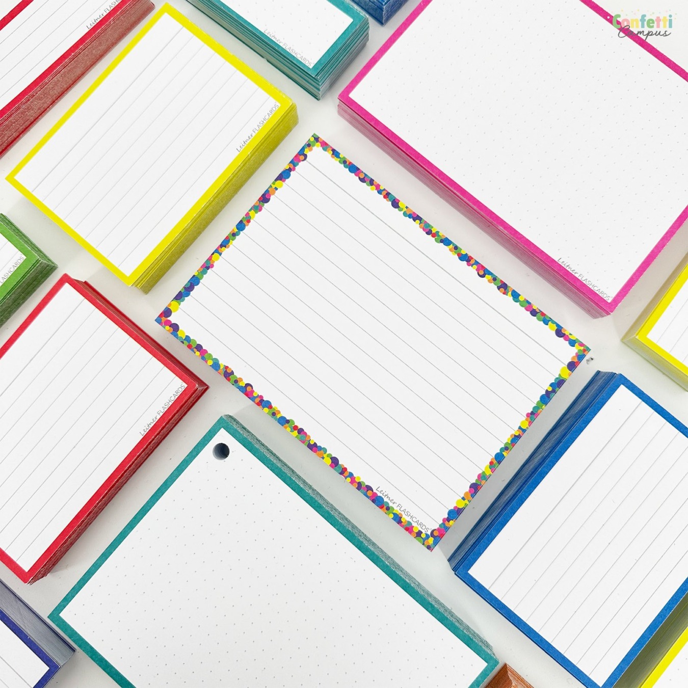 Leitner Flashcards A6 Gelinieerd Confetti mood-1