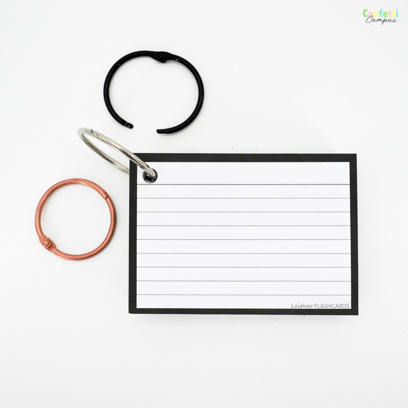 Leitner Flashcards A7 Gelinieerd Zwart