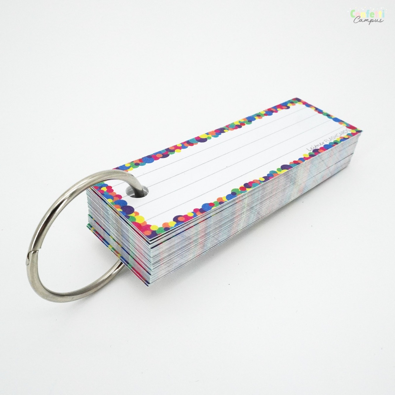 Leitner Flashcards Half Gelinieerd Confetti met perforatie en ring