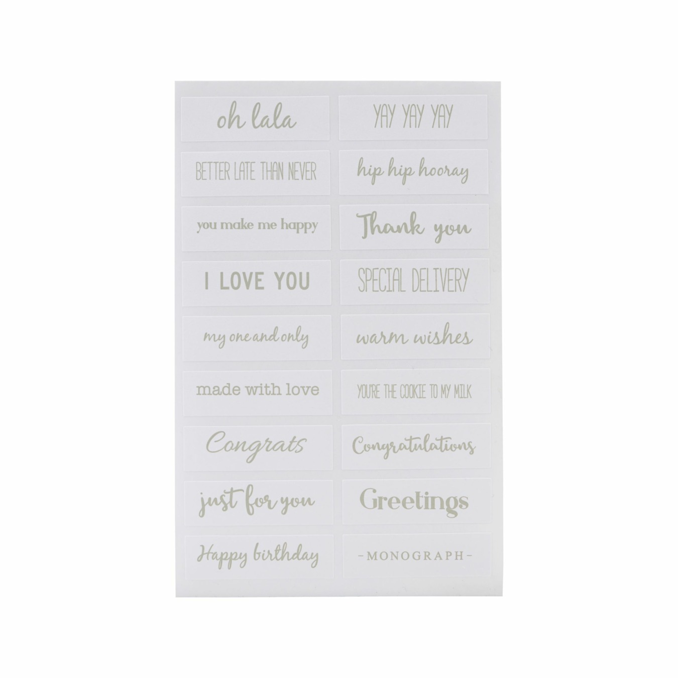 Monograph Stickers Quotes Zilver - zes vellen