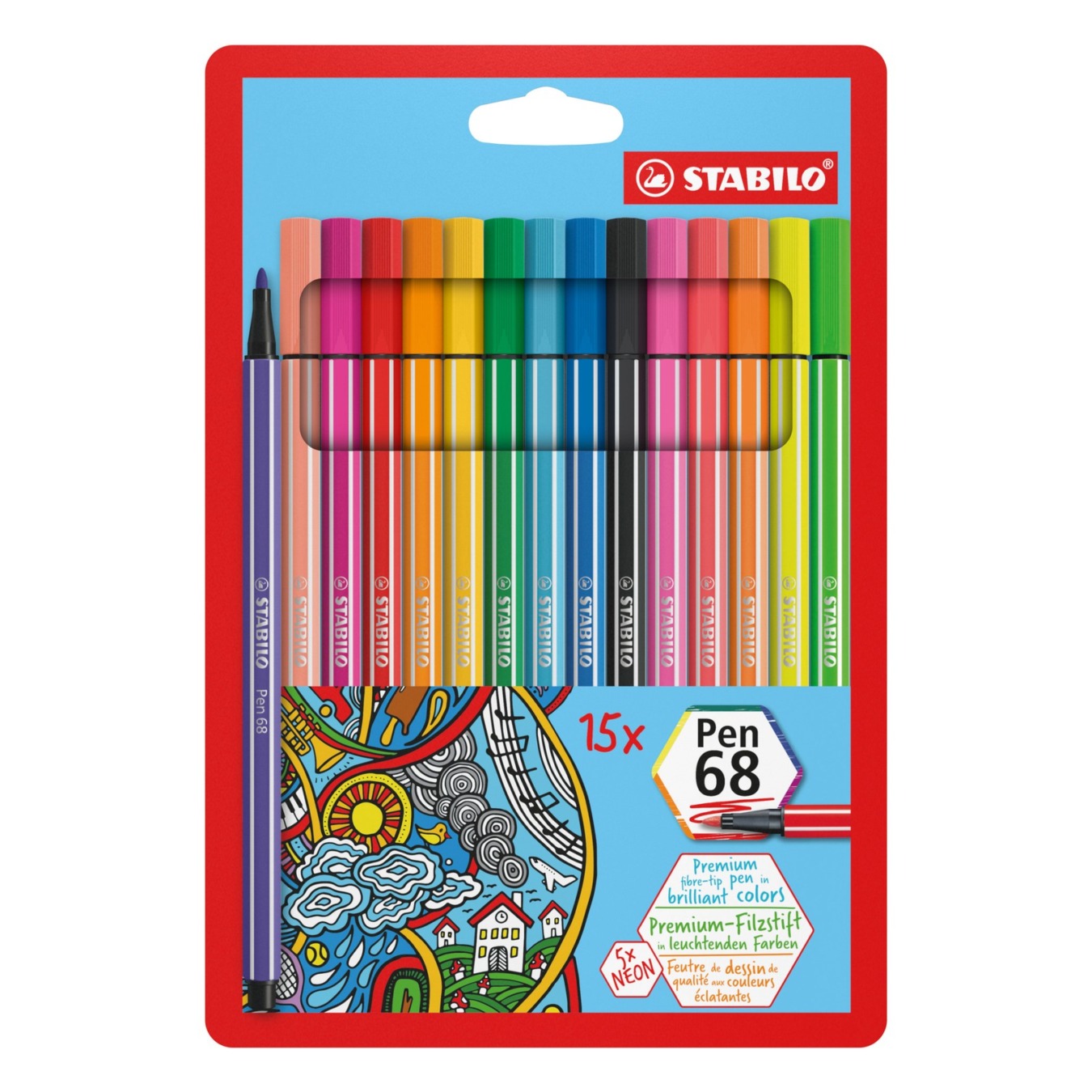 STABILO Pen 68 Premium Viltstift 15 stuks Etui