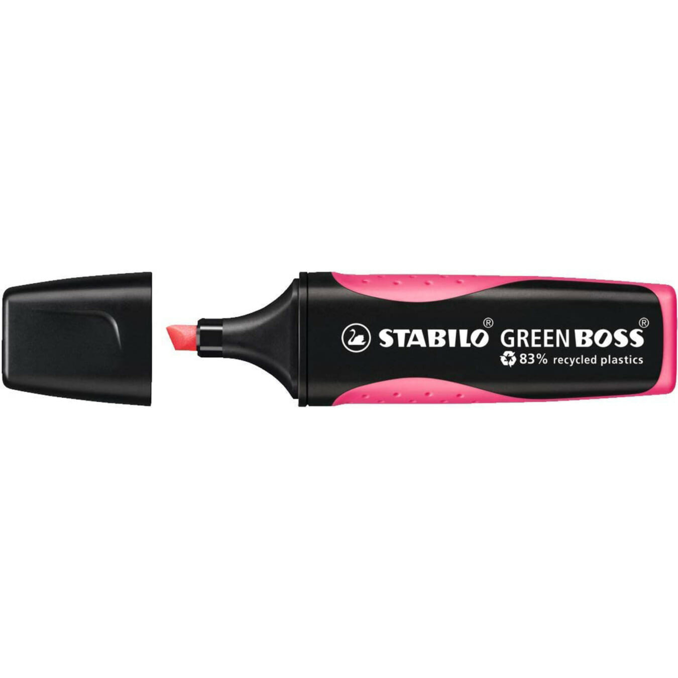 STABILO GREEN BOSS Milieuvriendelijke Markeerstift Neon Roze Enkele Stift open