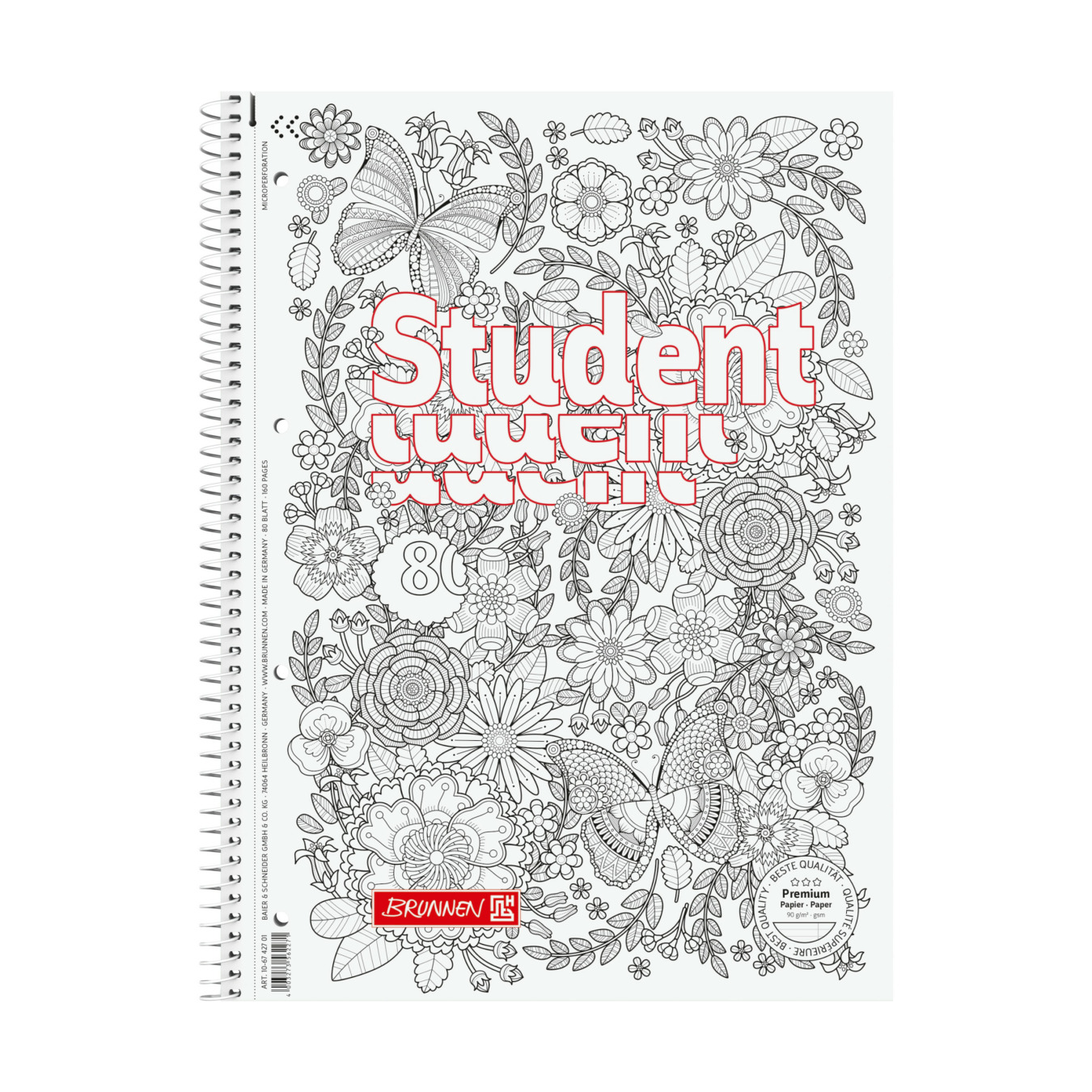 Brunnen ZENart Collegeblok Gelinieerd Vlinder
