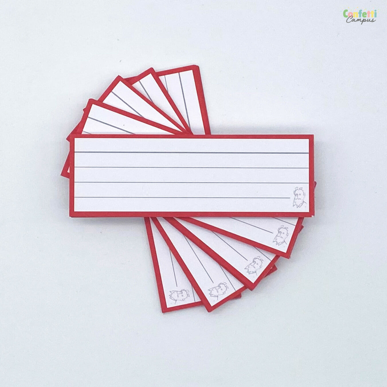 Leitner Flashcards Half Rood Gelinieerd - Woordkaartjes Rood gelinieerd