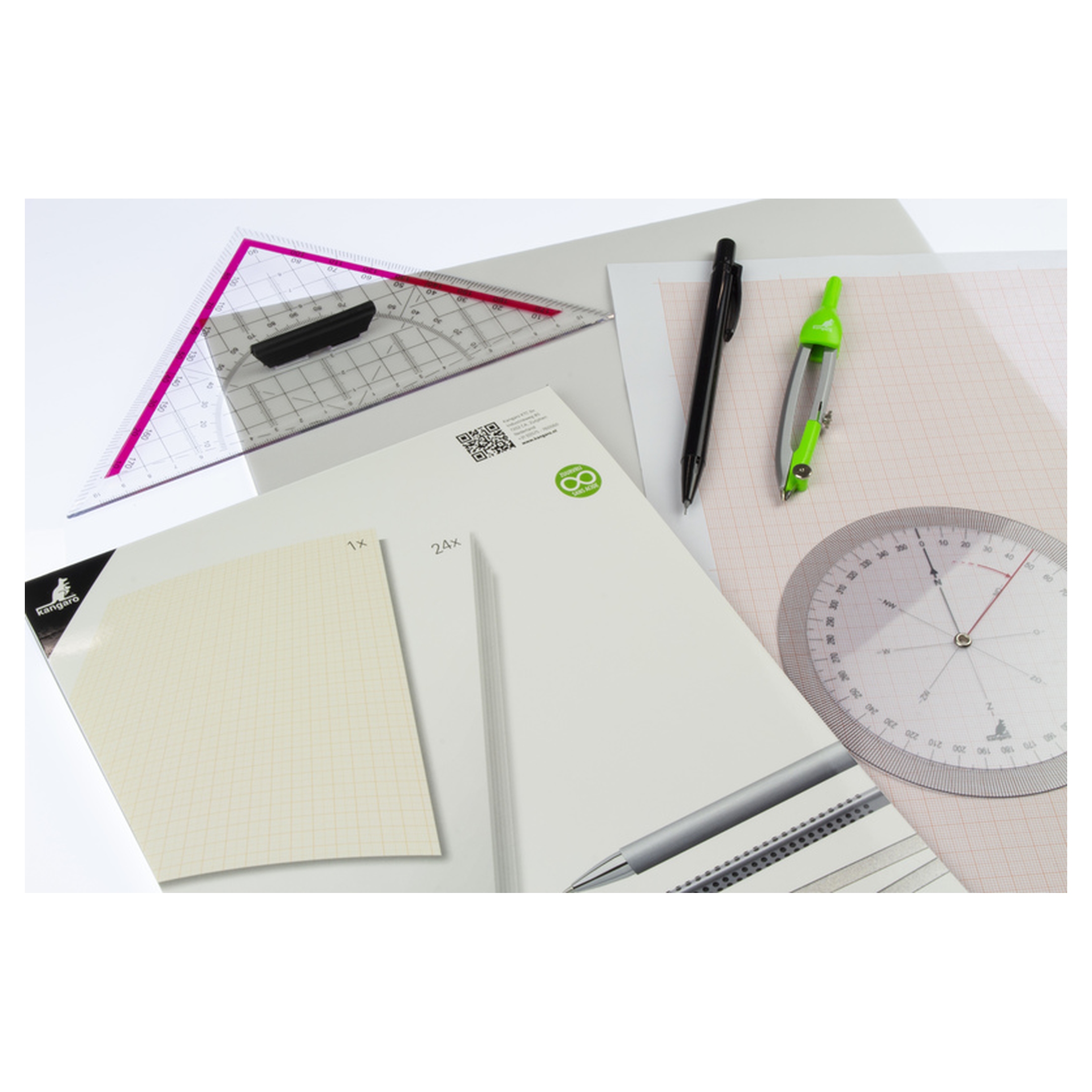 Kangaro Transparentes Millimeterpapier DIN A4 – 24 Seiten, 80 G/m², Mit 1/5/10 Mm Raster In Orange – Ideal Für Technische Zeichnungen & Skizzen