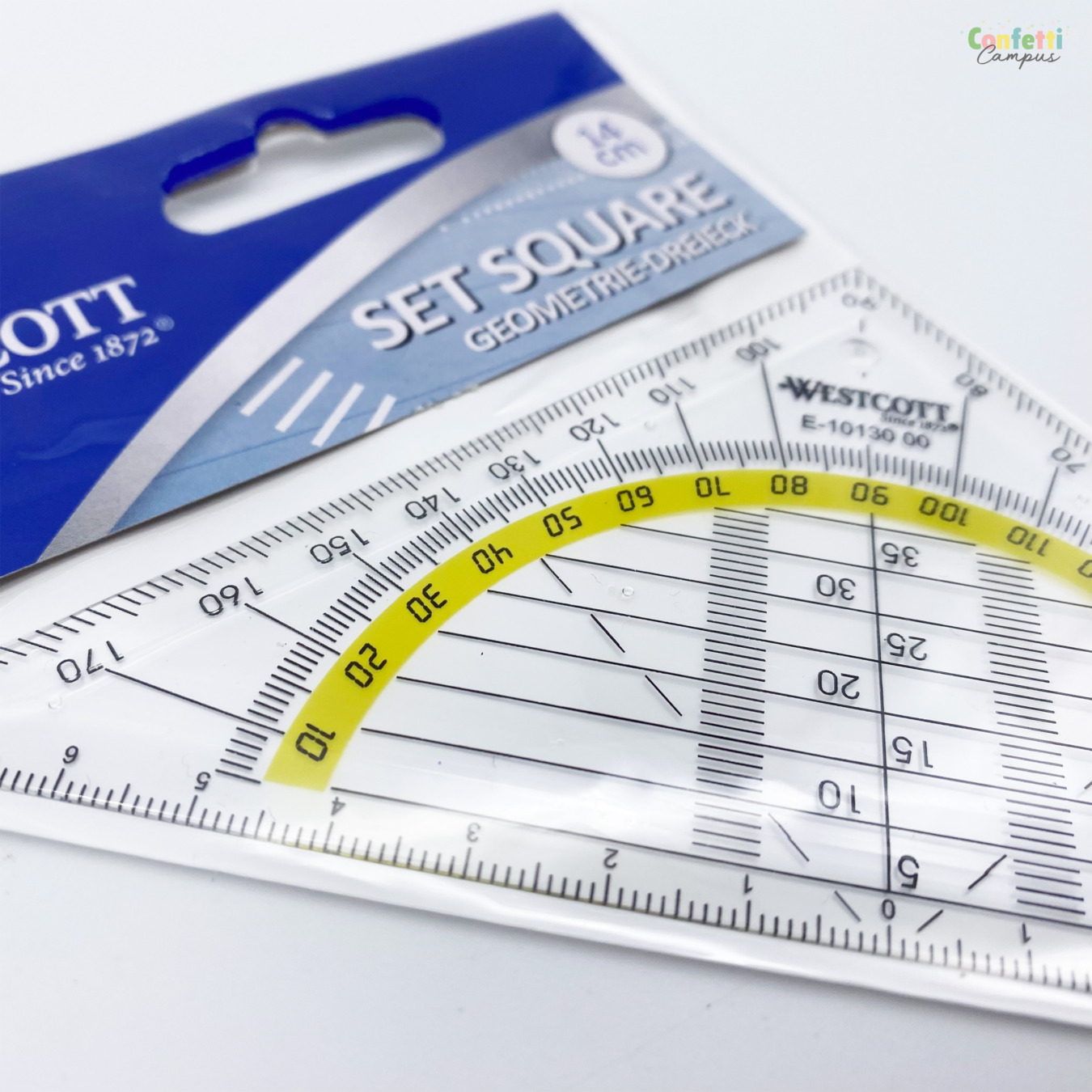 Westcott Geodriehoek Transparant 14 cm