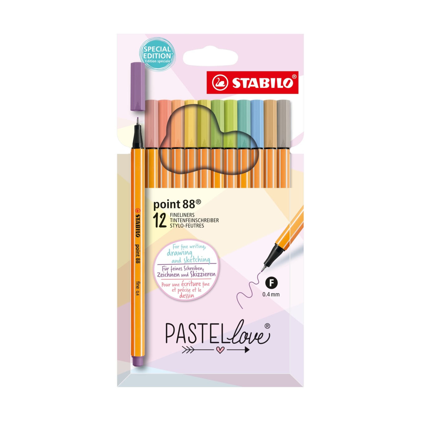 STABILO point 88 Fineliner Pastel Love Etui 12 stuks