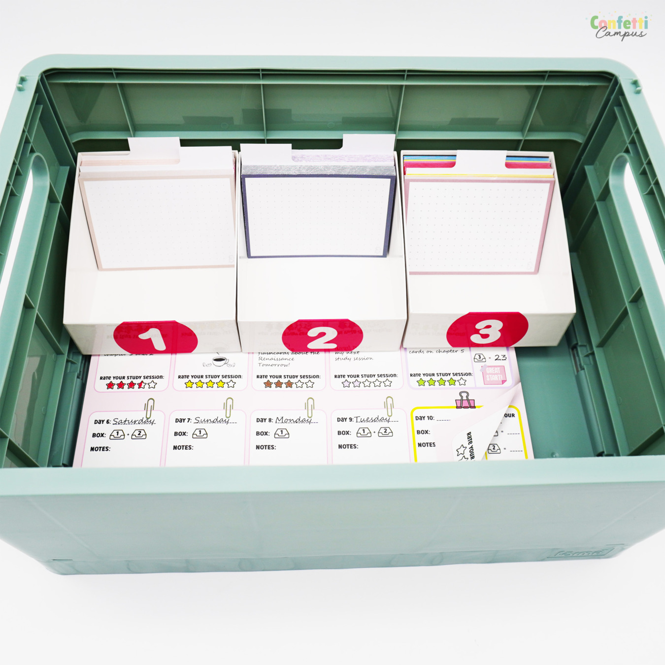 Forma Bewaarbox Flashcards A5 JOE Salie Groen gevuld top