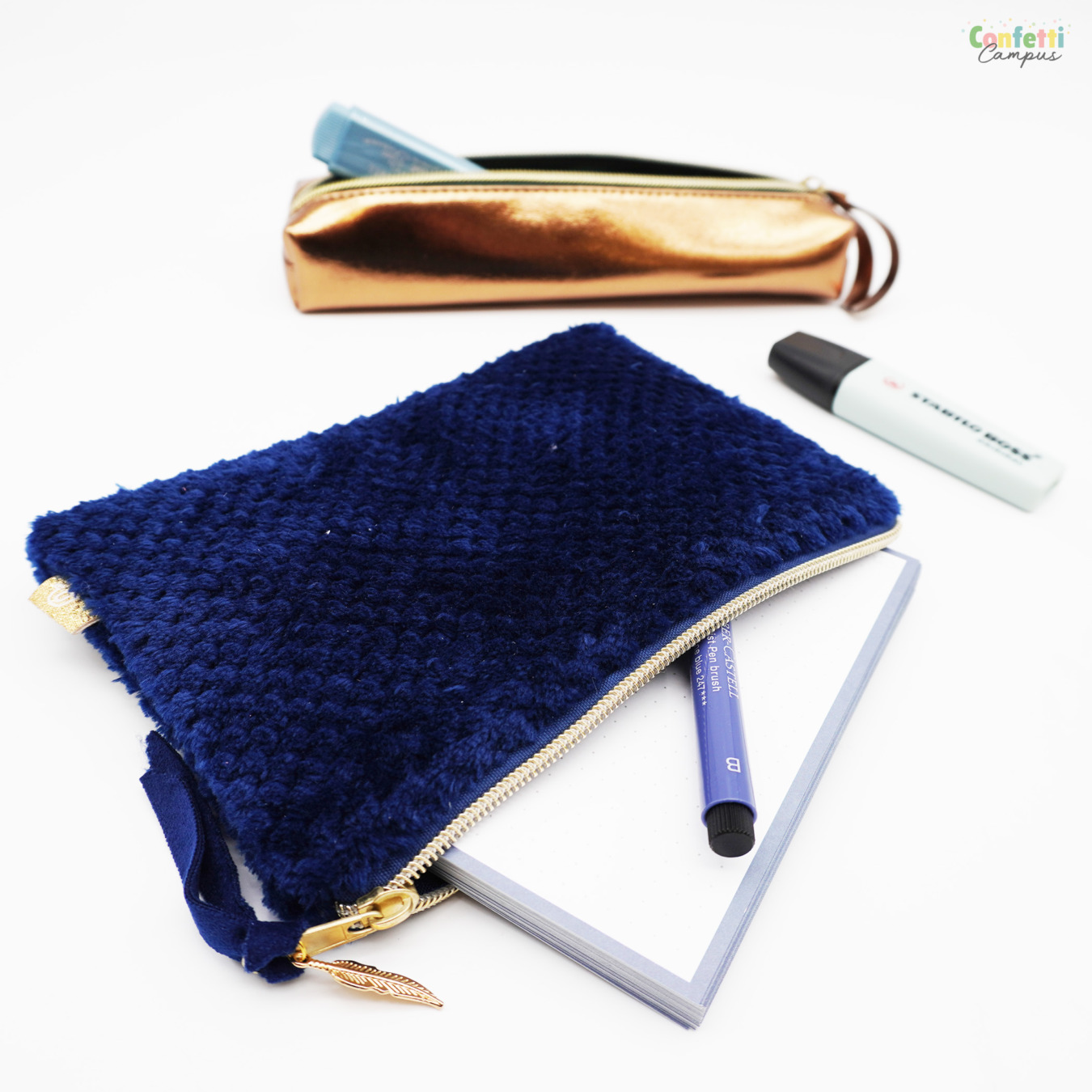 Kangaro Fluffy Etui Plat Donkerblauw mood