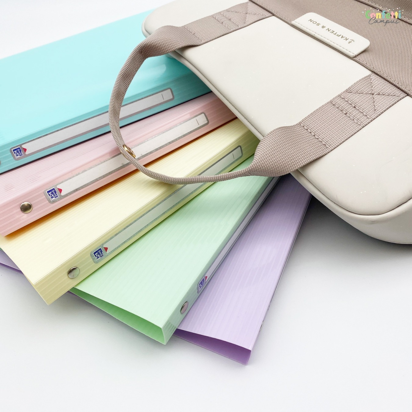 Voordeelset 5 Smalle Oxford A4 Ringmappen Pastel Details-2
