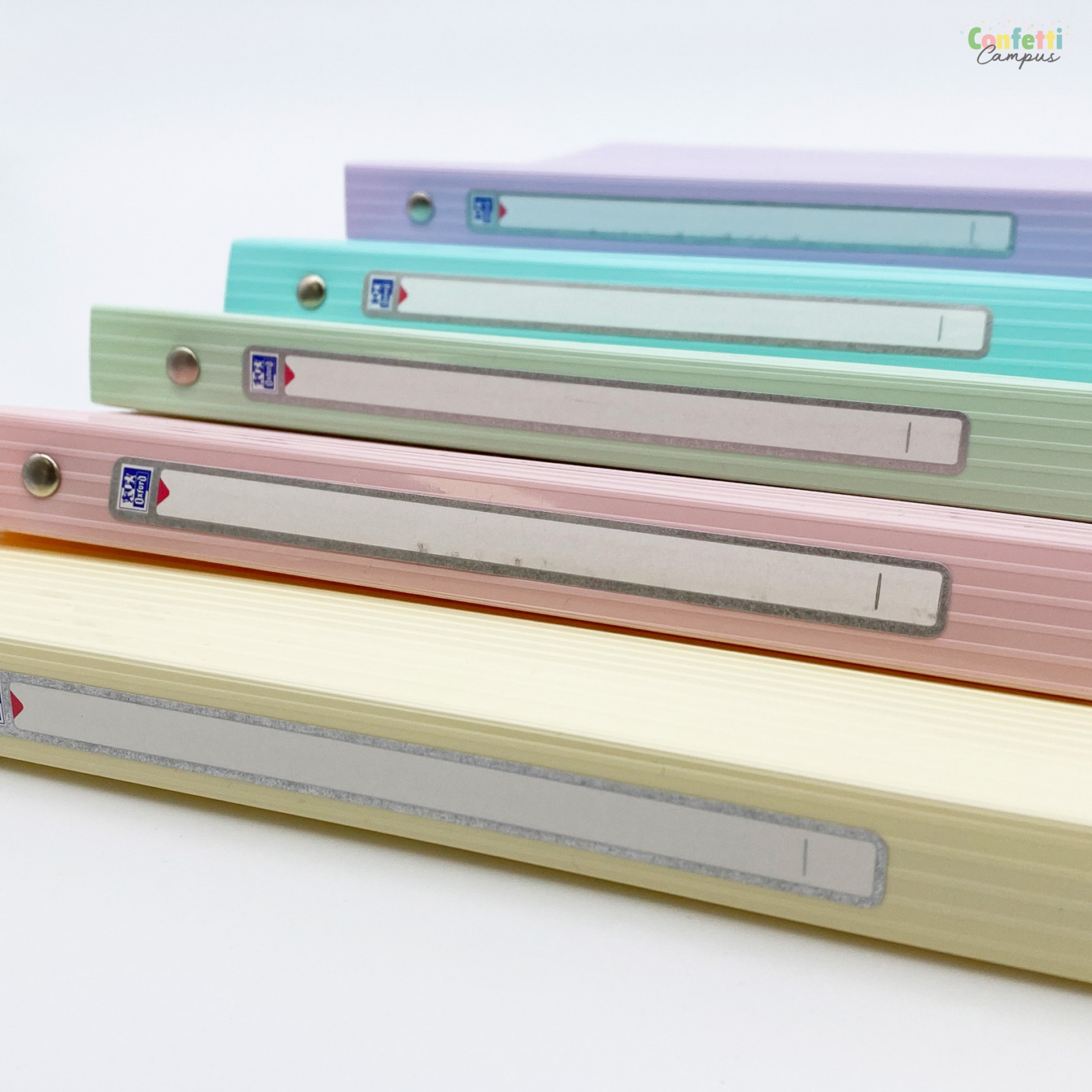 Voordeelset 5 Smalle Oxford A4 Ringmappen Pastel Details-4