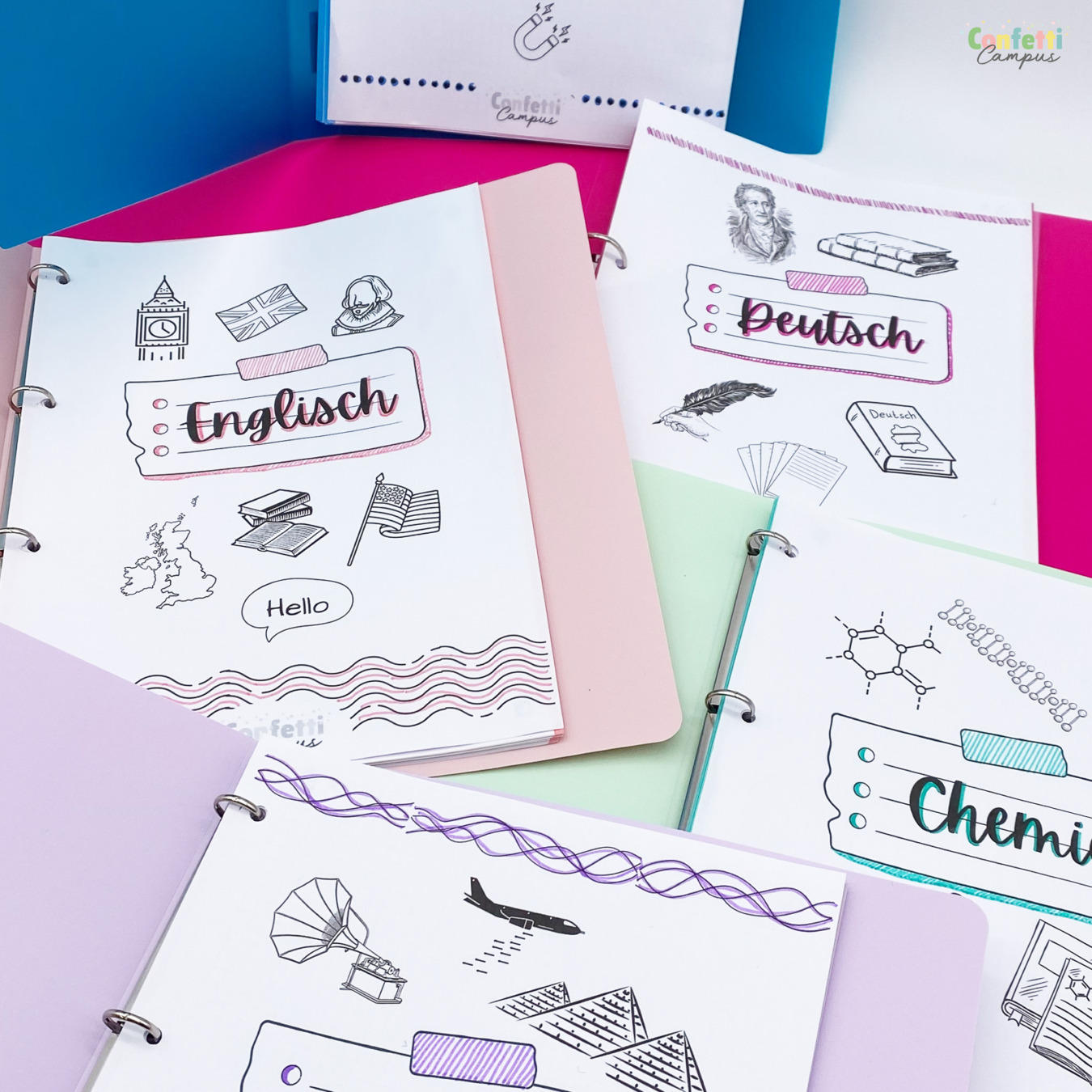 Voordeelset 5 Smalle Oxford A4 Ringmappen Pastel In gebruik