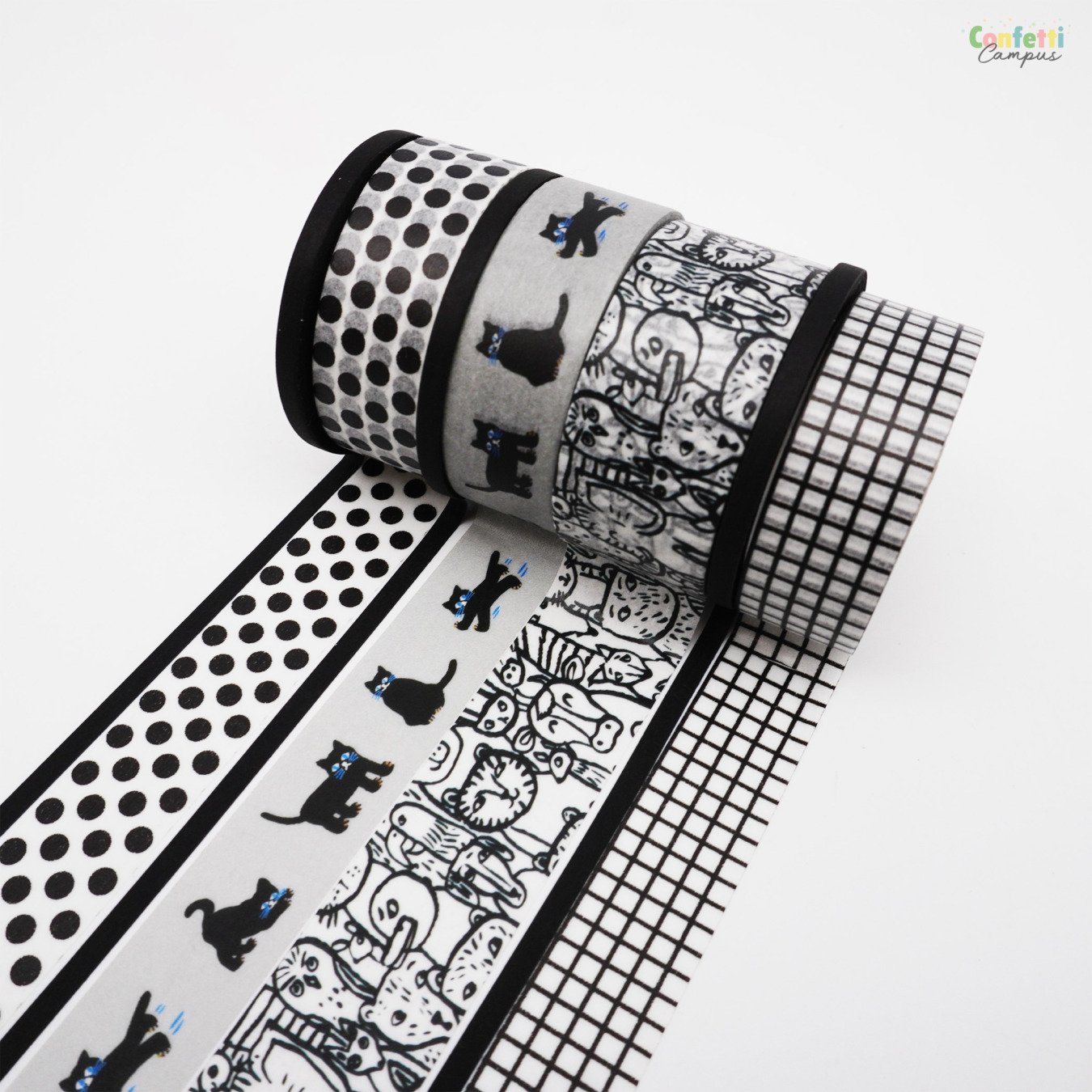 Voordeelset 5 MT Washi Tape Zwart & Wit