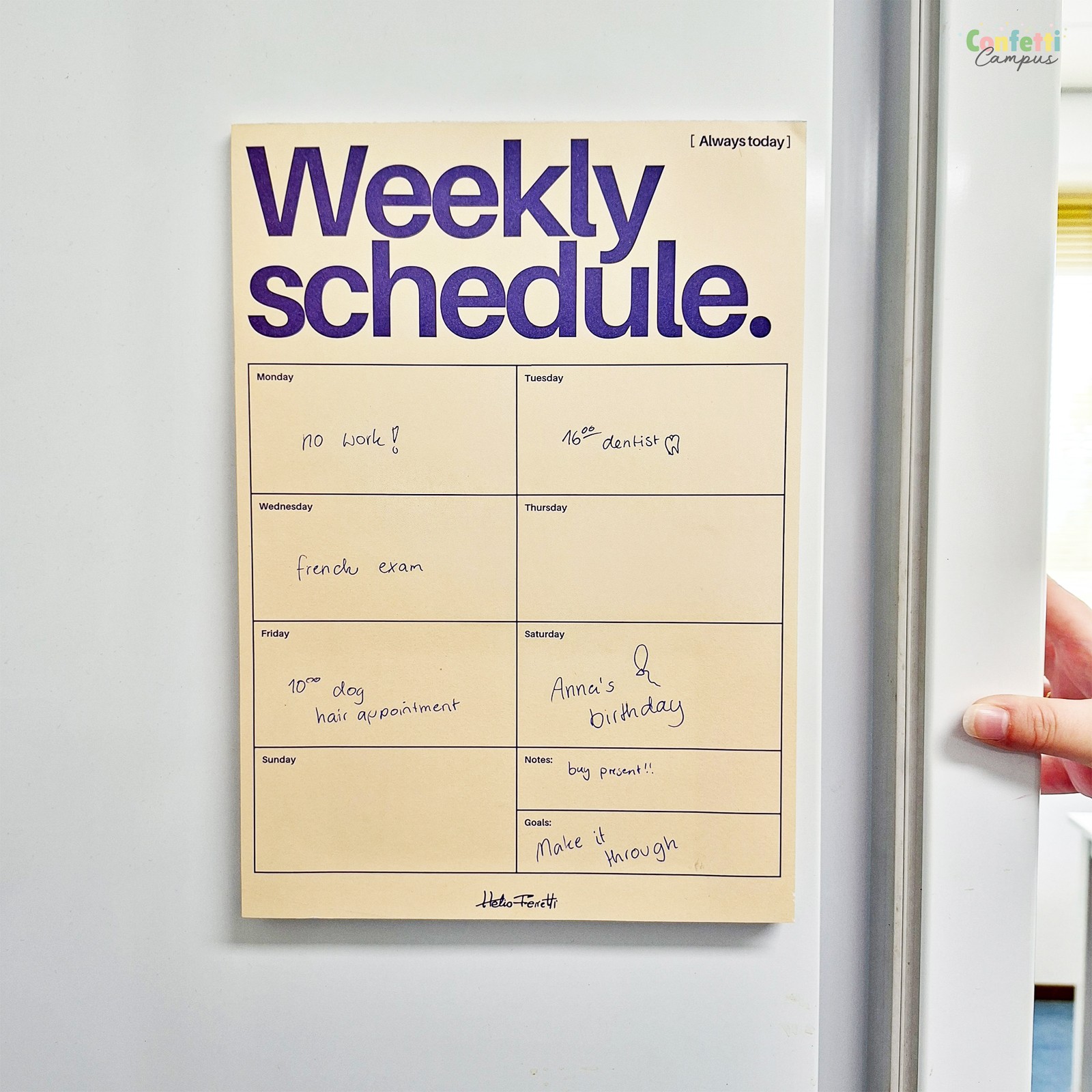 The Magnet Shop A3 Magnetische weekplanner/Je hebt dit - Dry Wipe Whiteboard Planner voor thuis, kantoor of studenten - met 4 Dry Erase pennen en gum (Violet, A3-WP2