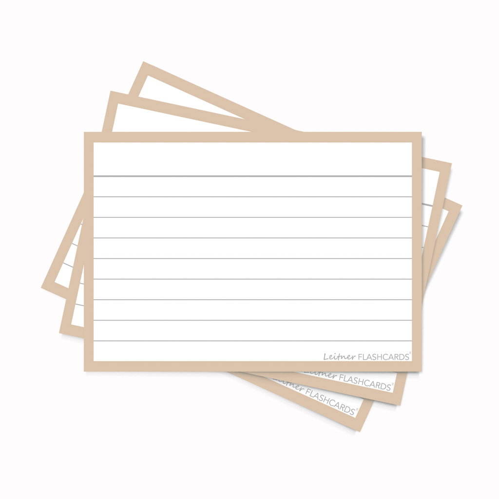 Leitner Flashcards A7 Gelinieerd Beige