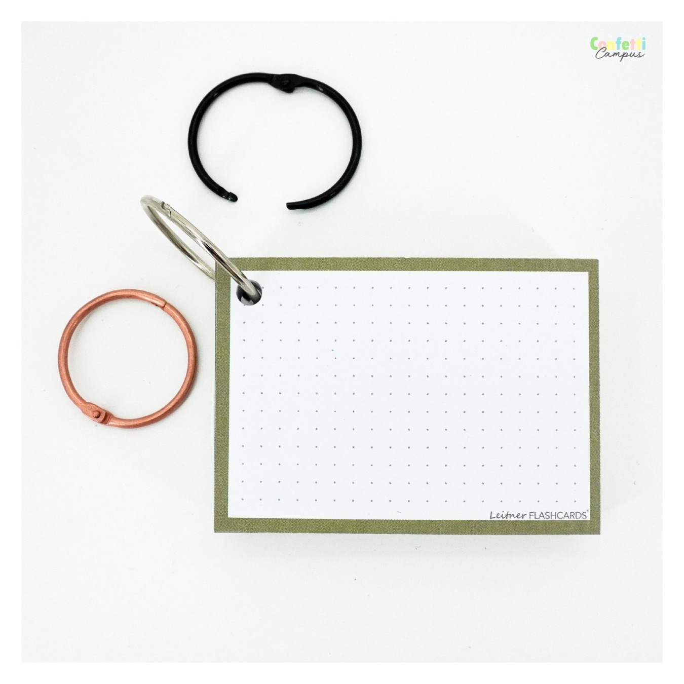 Leitner Flashcards A7 Dotted Olijf Groen