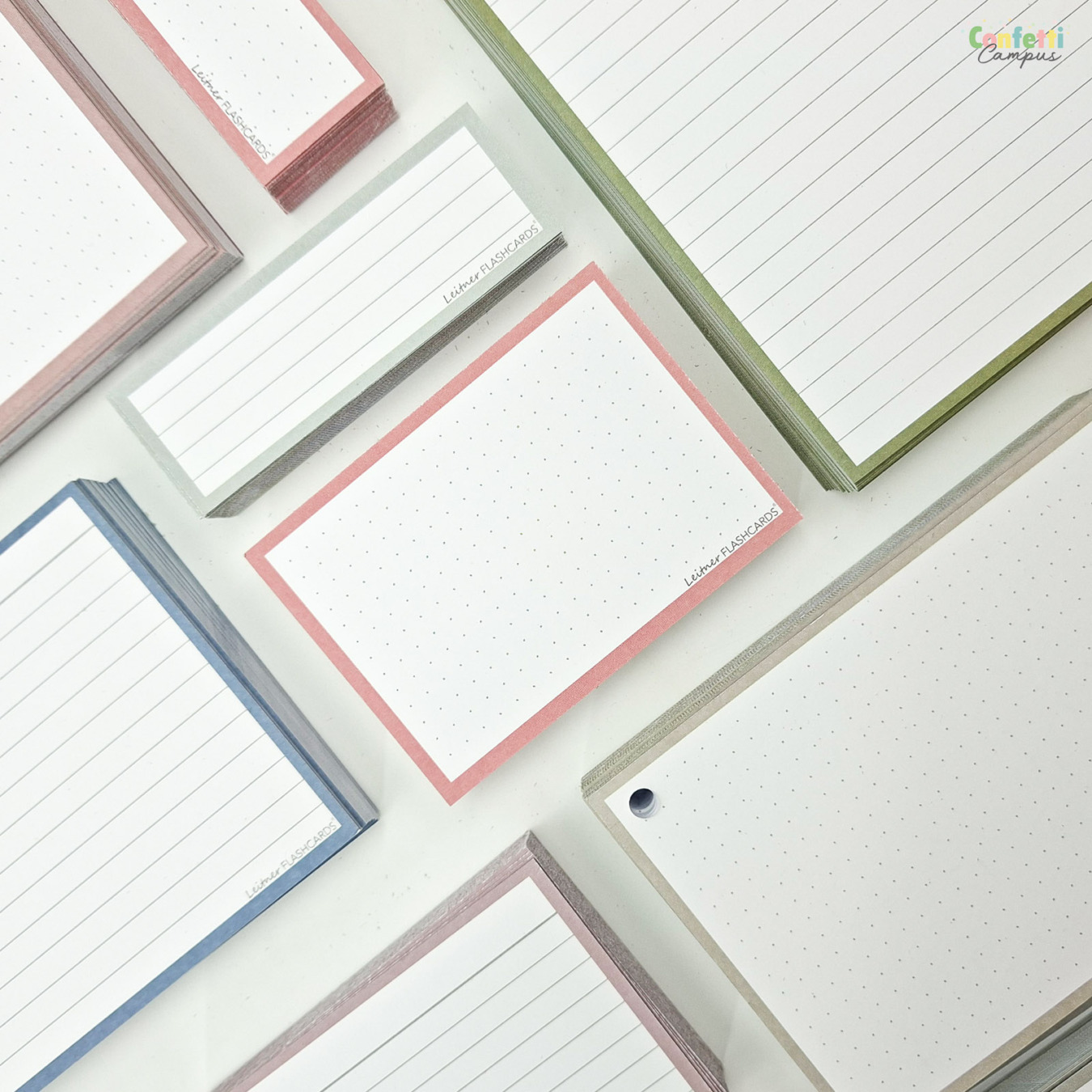 Leitner Flashcards A7 Dotted Oud Roze