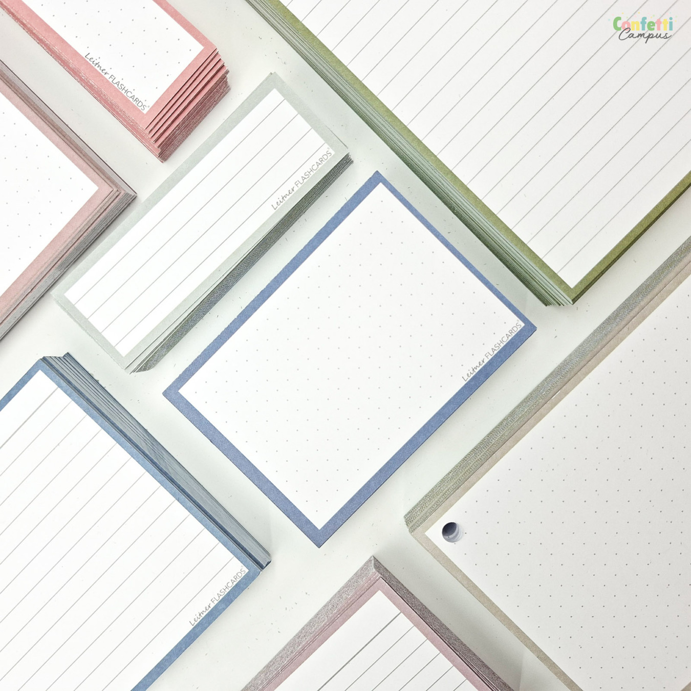 Leitner Flashcards A7 Dotted Staal Blauw