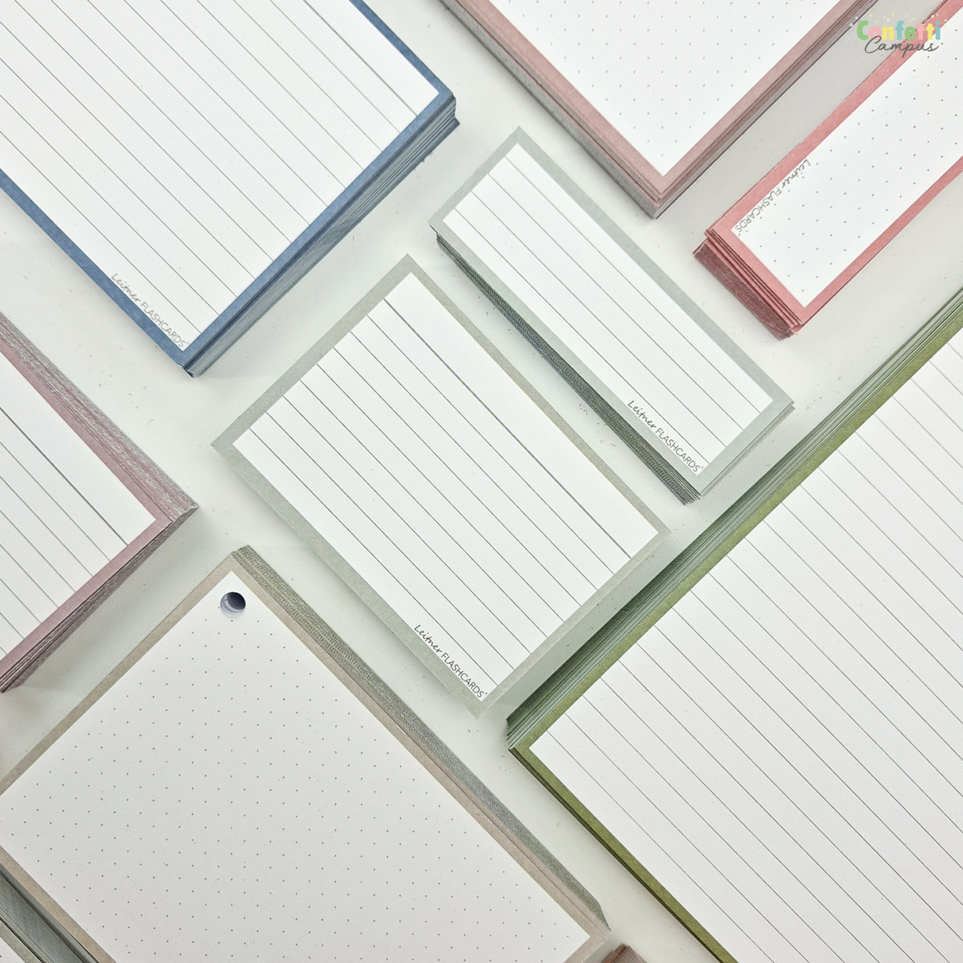 Leitner Flashcards A7 Gelinieerd Grijs