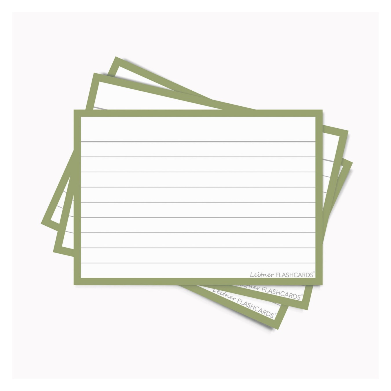 Leitner Flashcards A7 Gelinieerd Olijf Groen