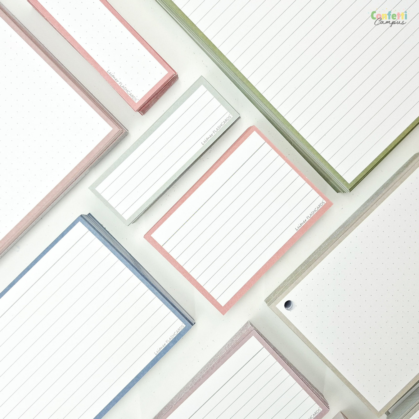 Leitner Flashcards A7 Gelinieerd Oud Roze