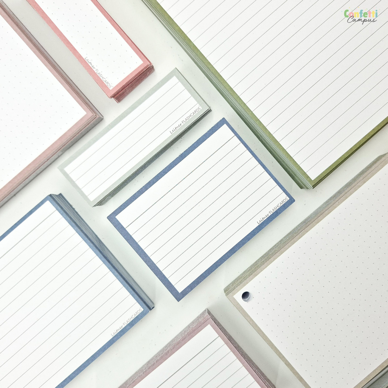 Leitner Flashcards A7 Gelinieerd Staal Blauw