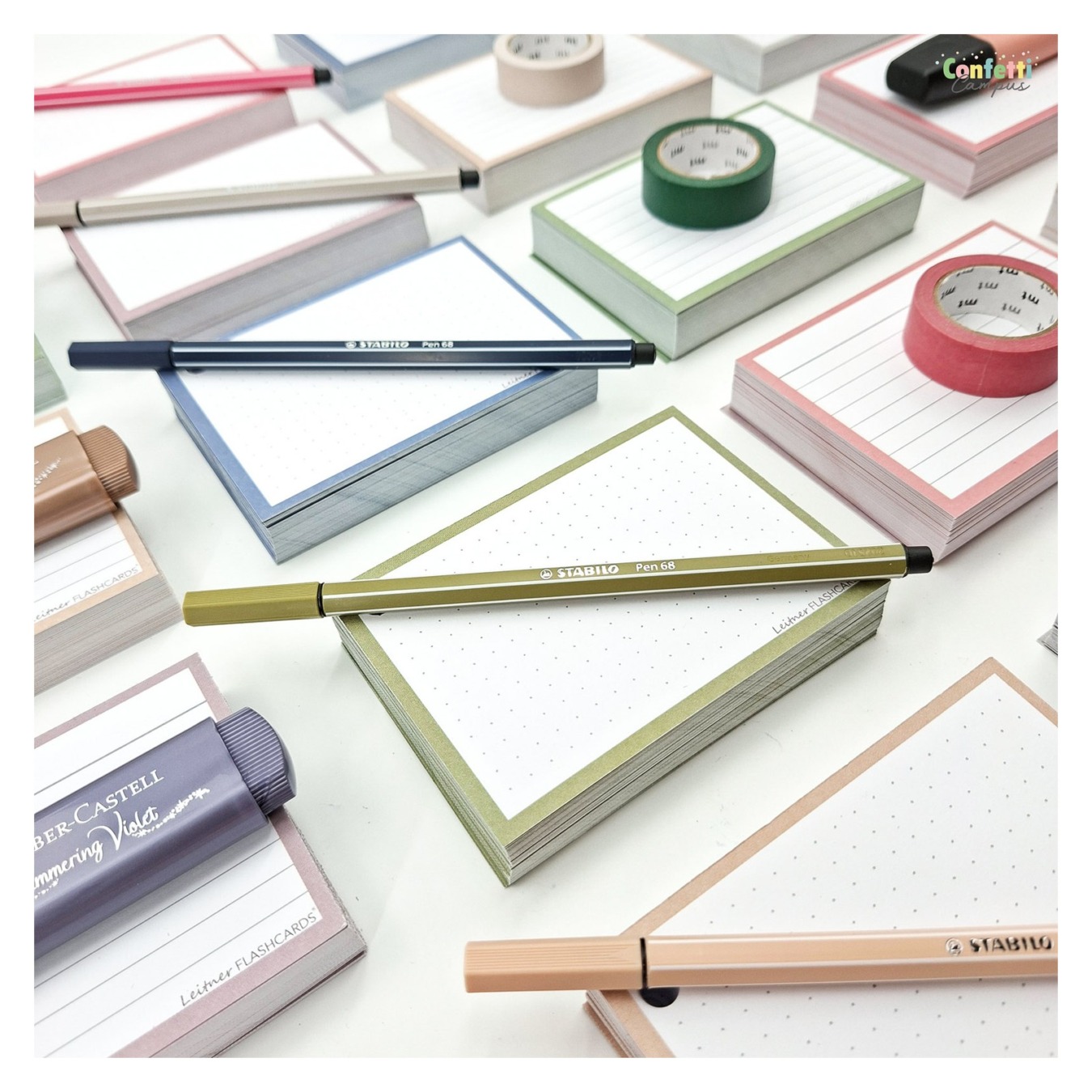 Leitner Flashcards A7 Dotted Olijf Groen