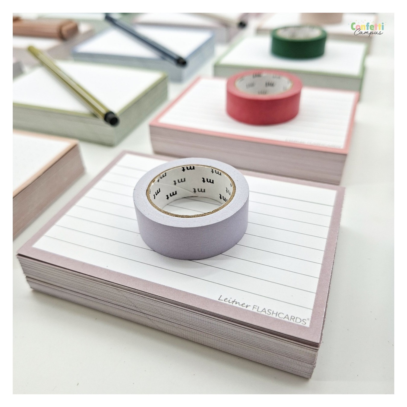 Leitner Flashcards A7 Gelinieerd Greige