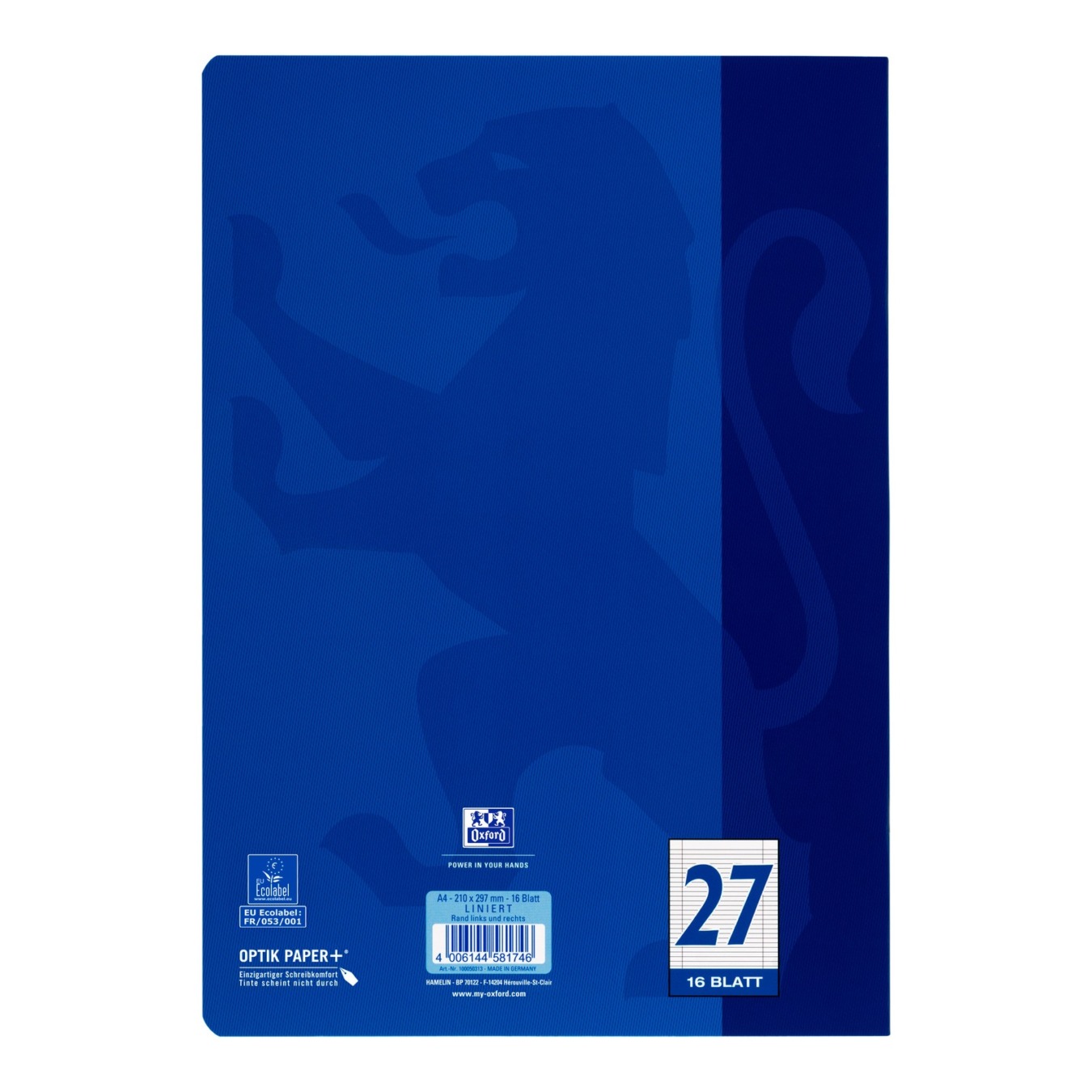 OXFORD Schoolschrift A4 Gelinieerd Dubbele Kantlijn 32P Blauw