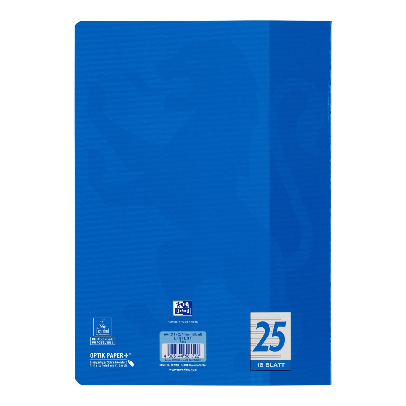 OXFORD Schoolschrift A4 Gelinieerd met Correctieranden 32P Blauw
