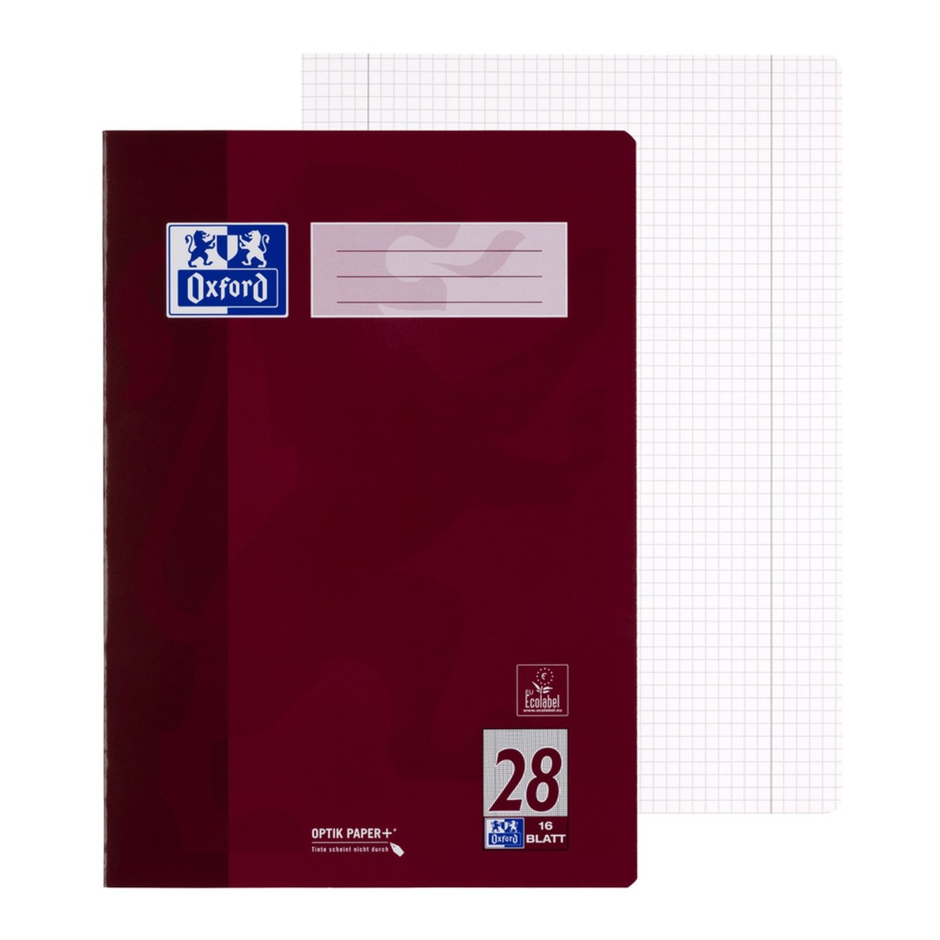 OXFORD Schoolschrift A4 Geruit 5 x 5 Dubbele Kantlijn 32P Paars