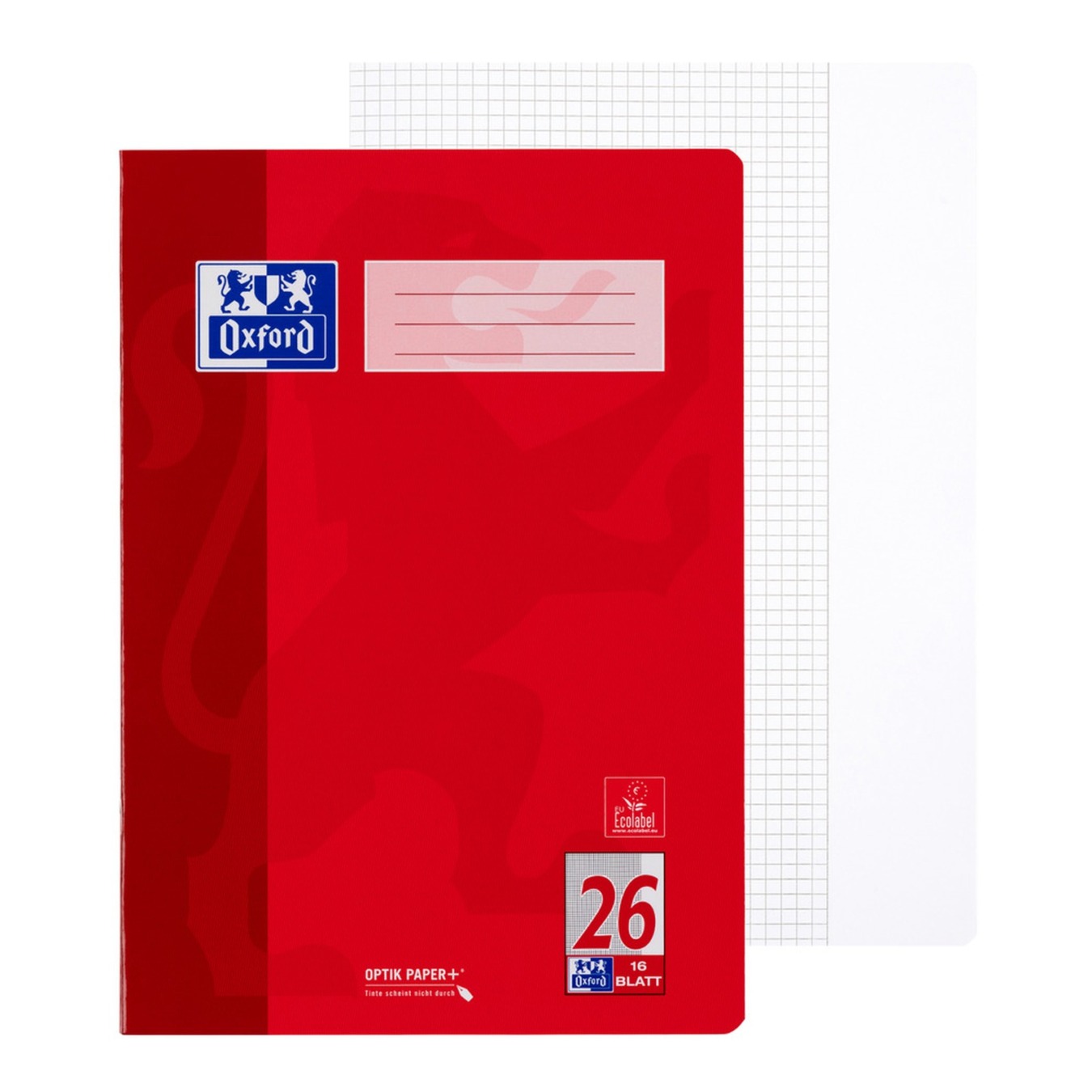 OXFORD Schoolschrift A4 Geruit 5 x 5 met Correctieranden 32P Rood