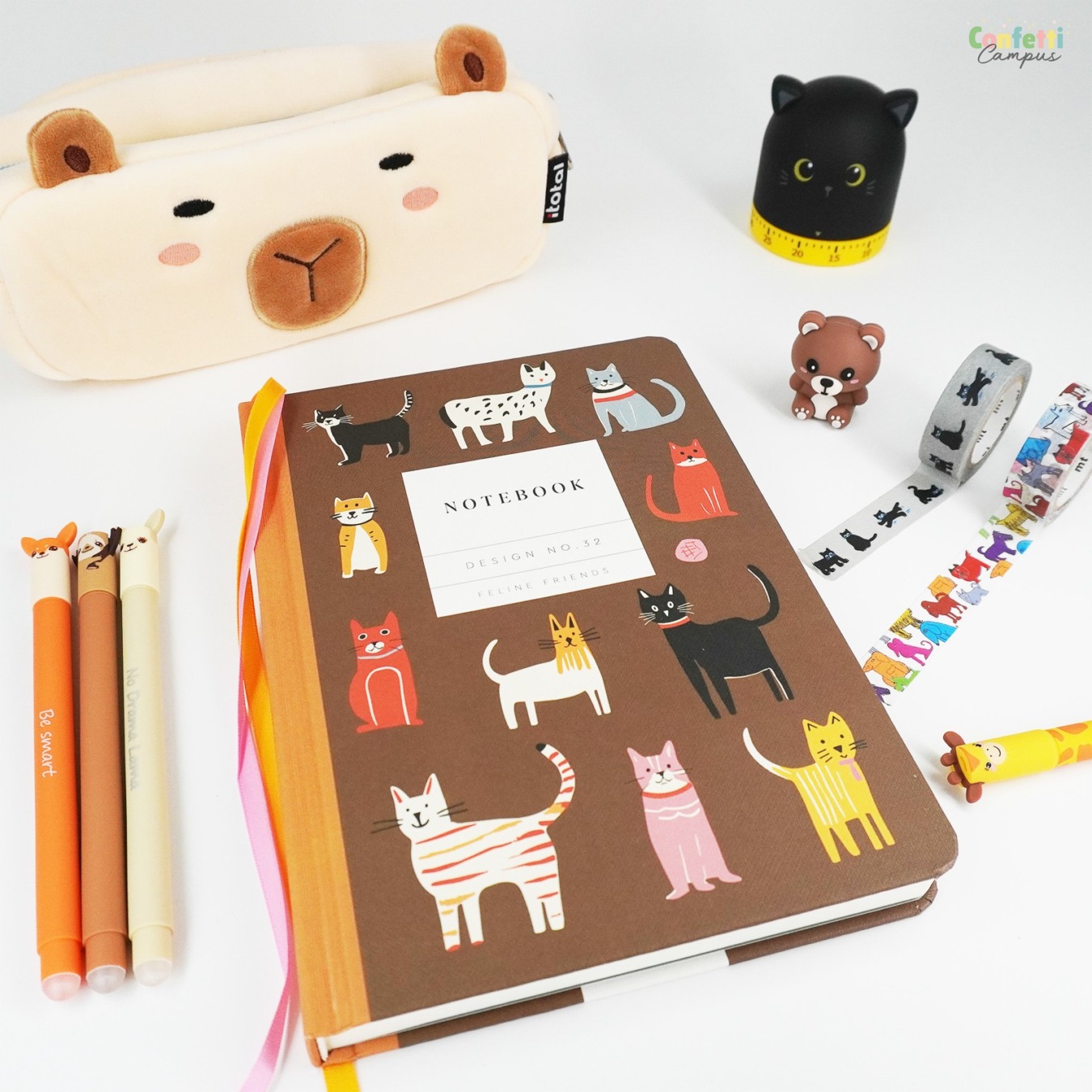 OhhDeer Notebook Hardcover A5 Gelinieerd Feline Friends & dieren accessoires