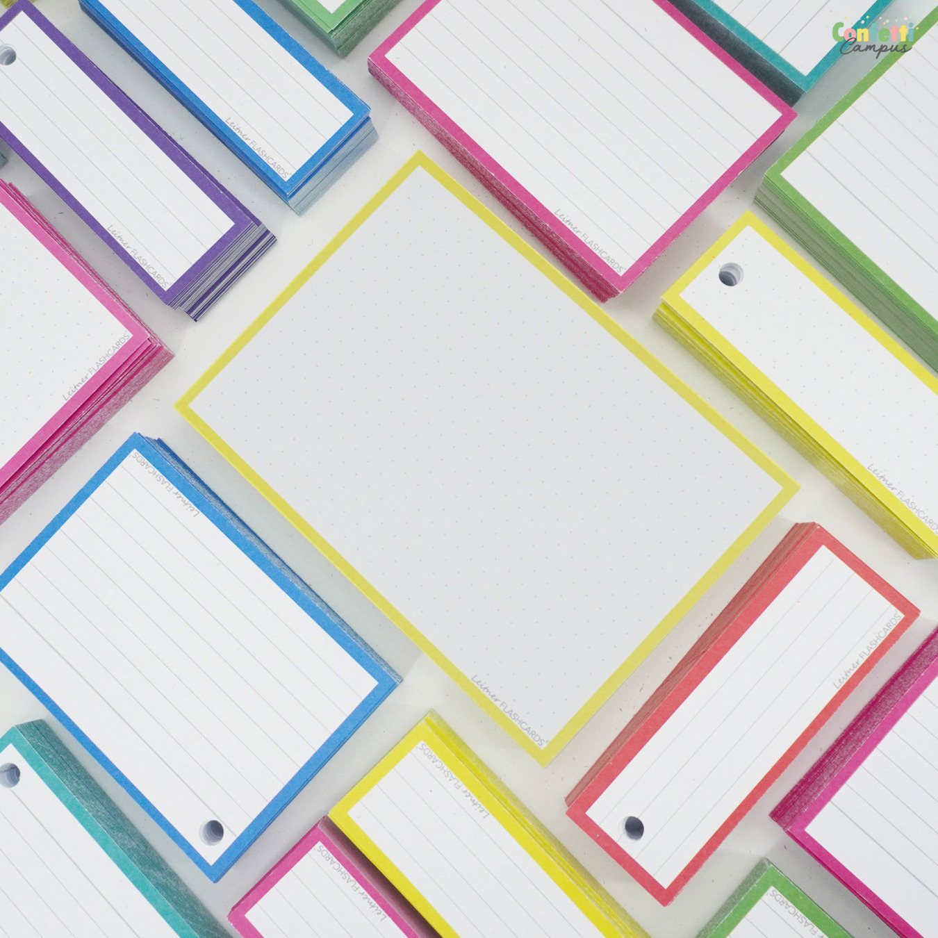 Leitner Flashcards A5 Dotted Geel