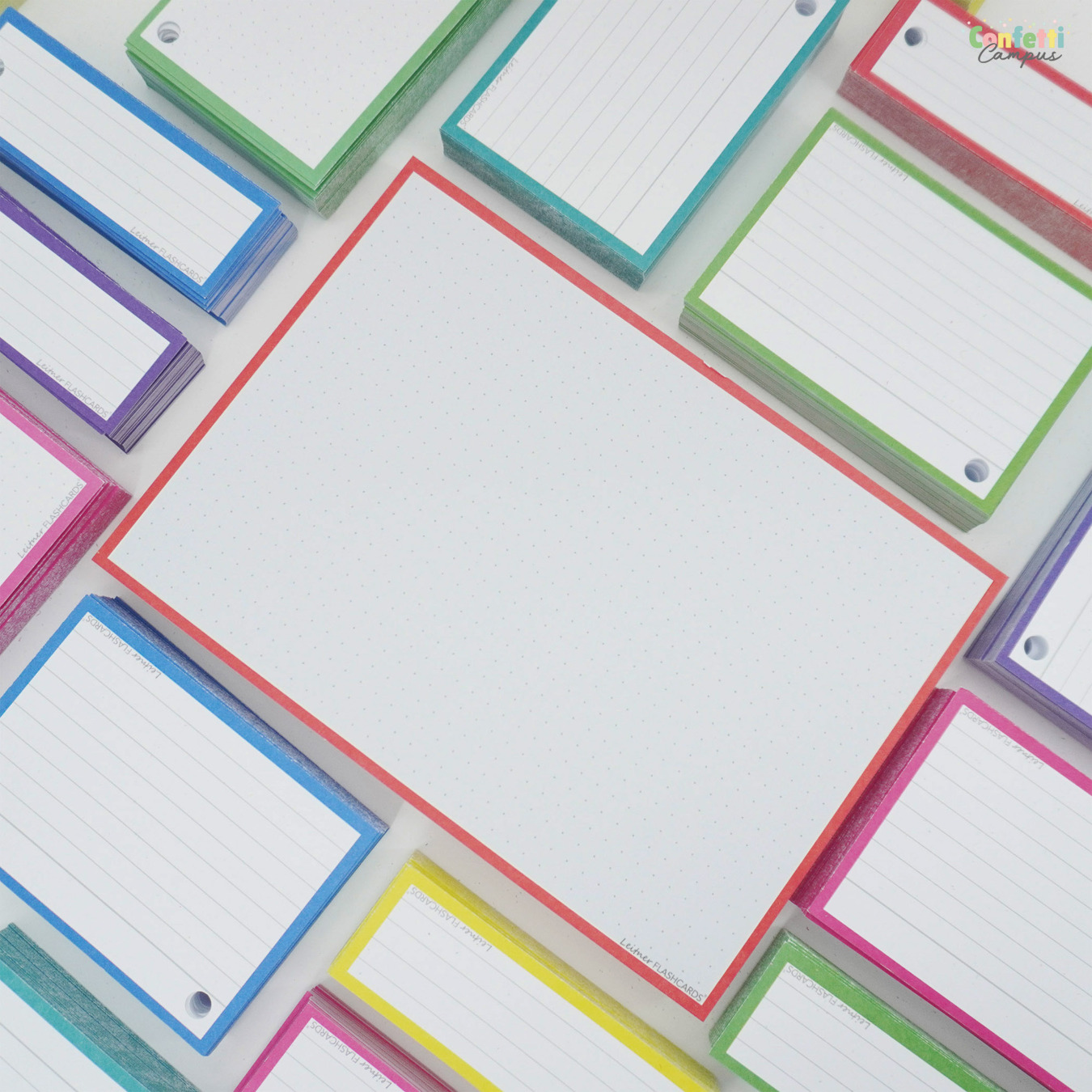 Leitner Flashcards A5 Dotted Rood