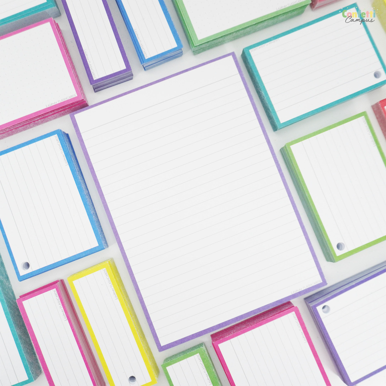 Leitner Flashcards A5 Gelinieerd Paars