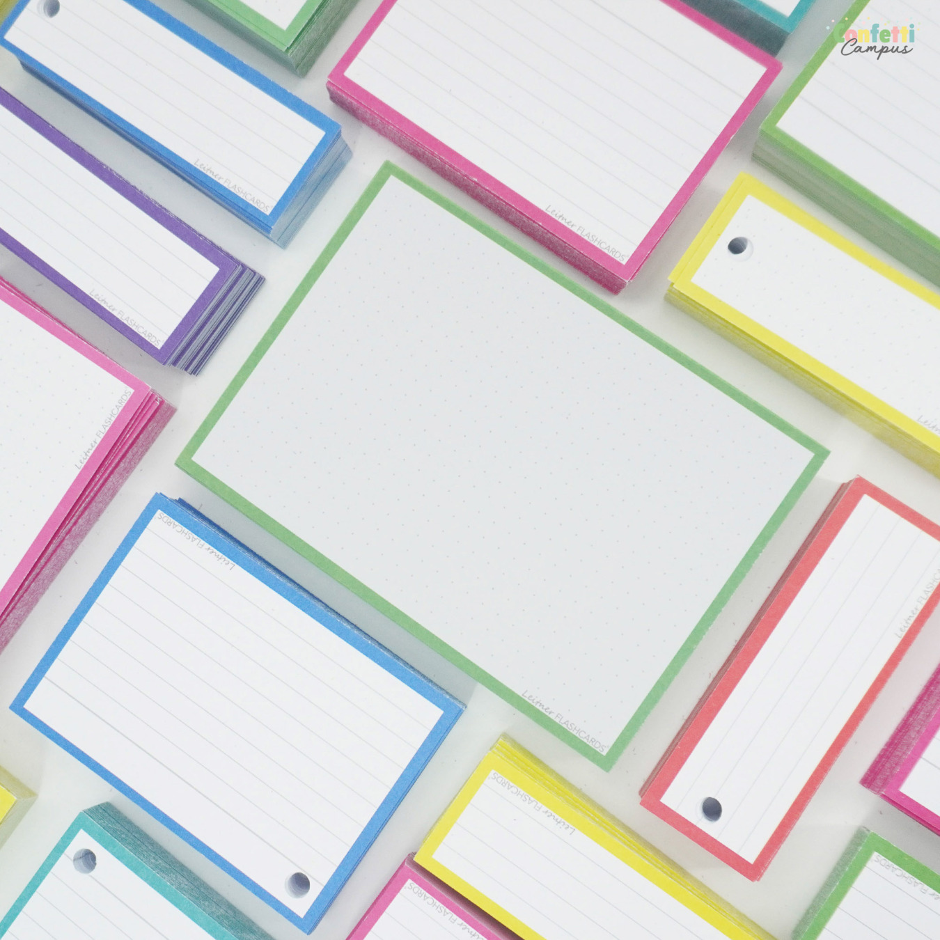 Leitner Flashcards A6 Dotted Groen