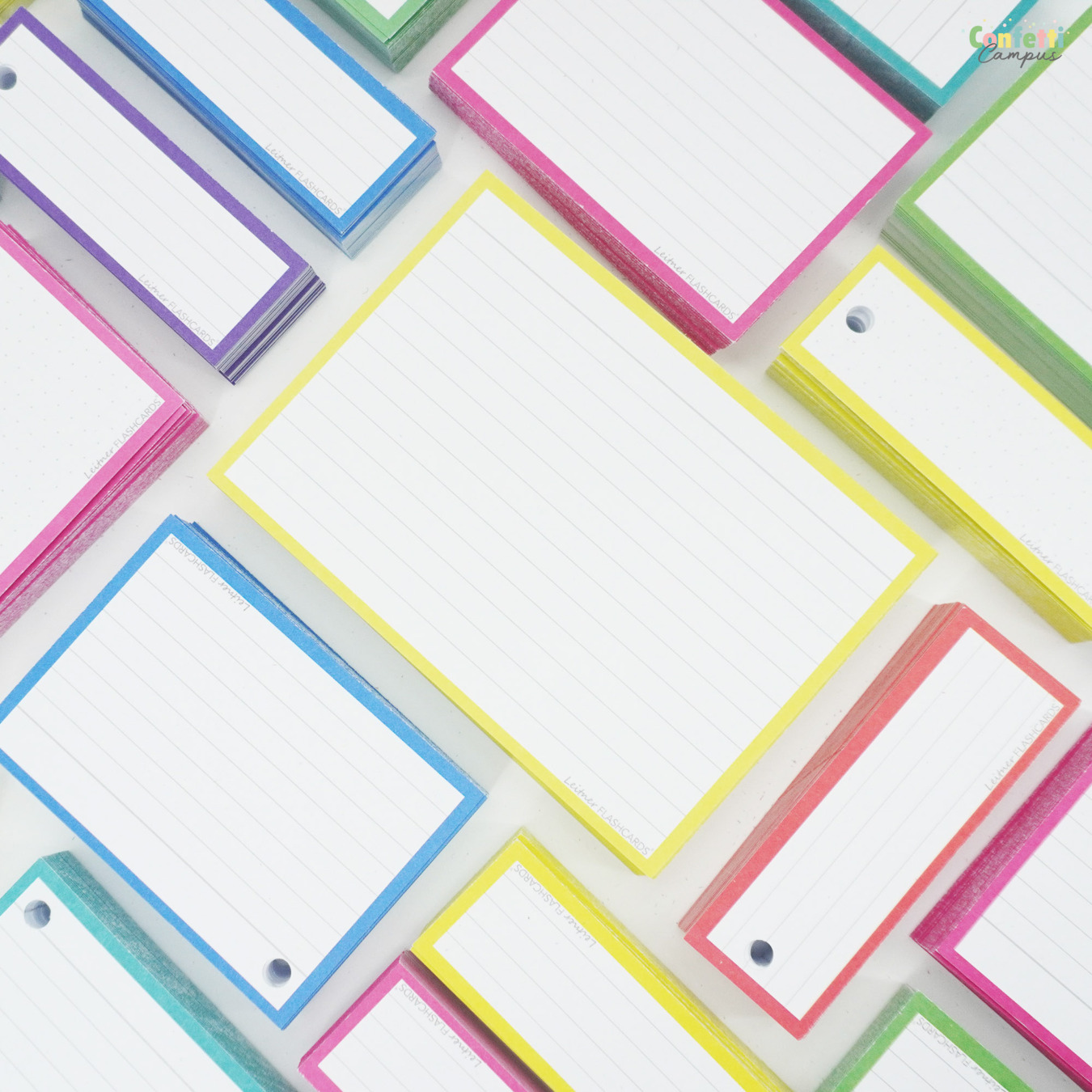 Leitner Flashcards A6 Gelinieerd Geel