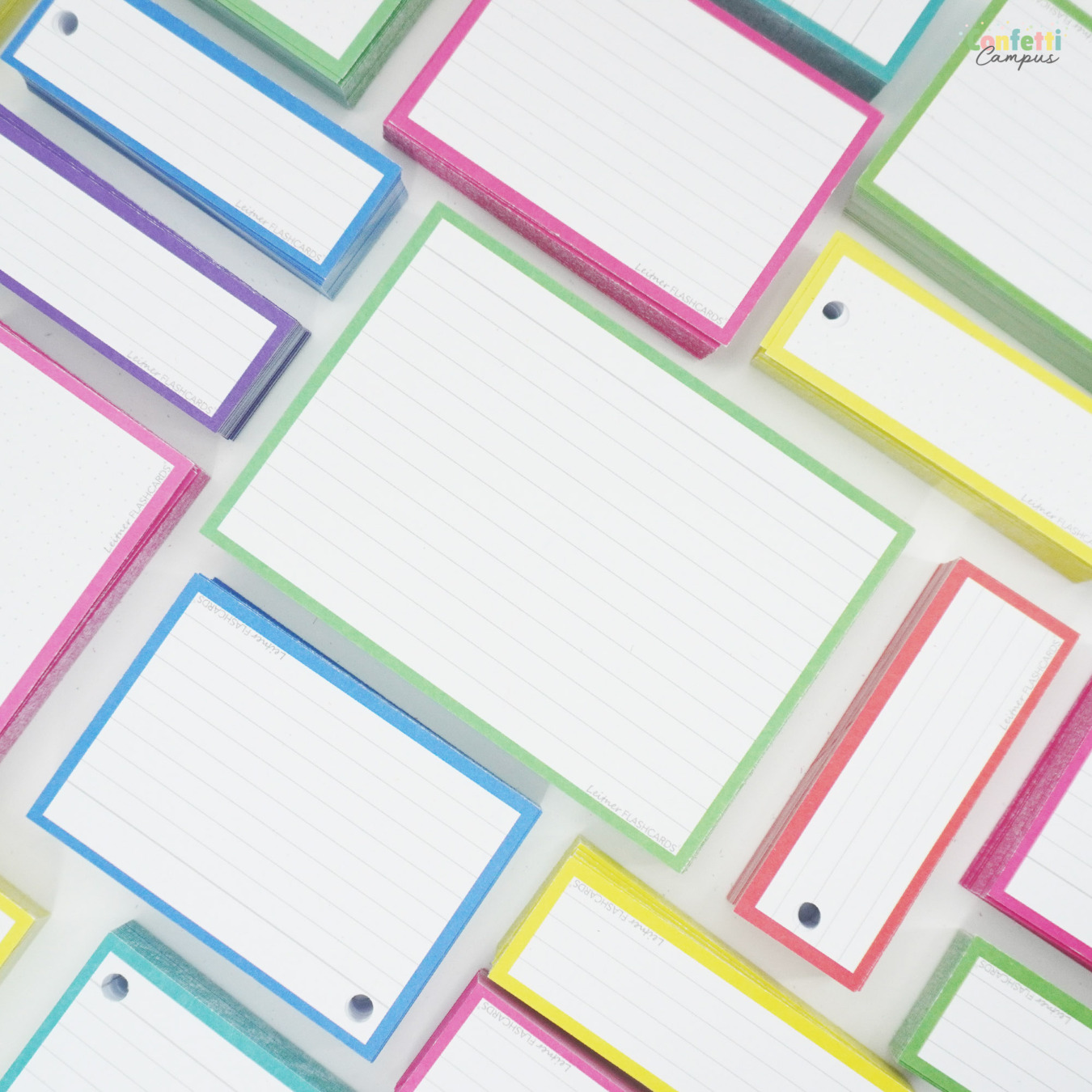 Leitner Flashcards A6 Gelinieerd Groen