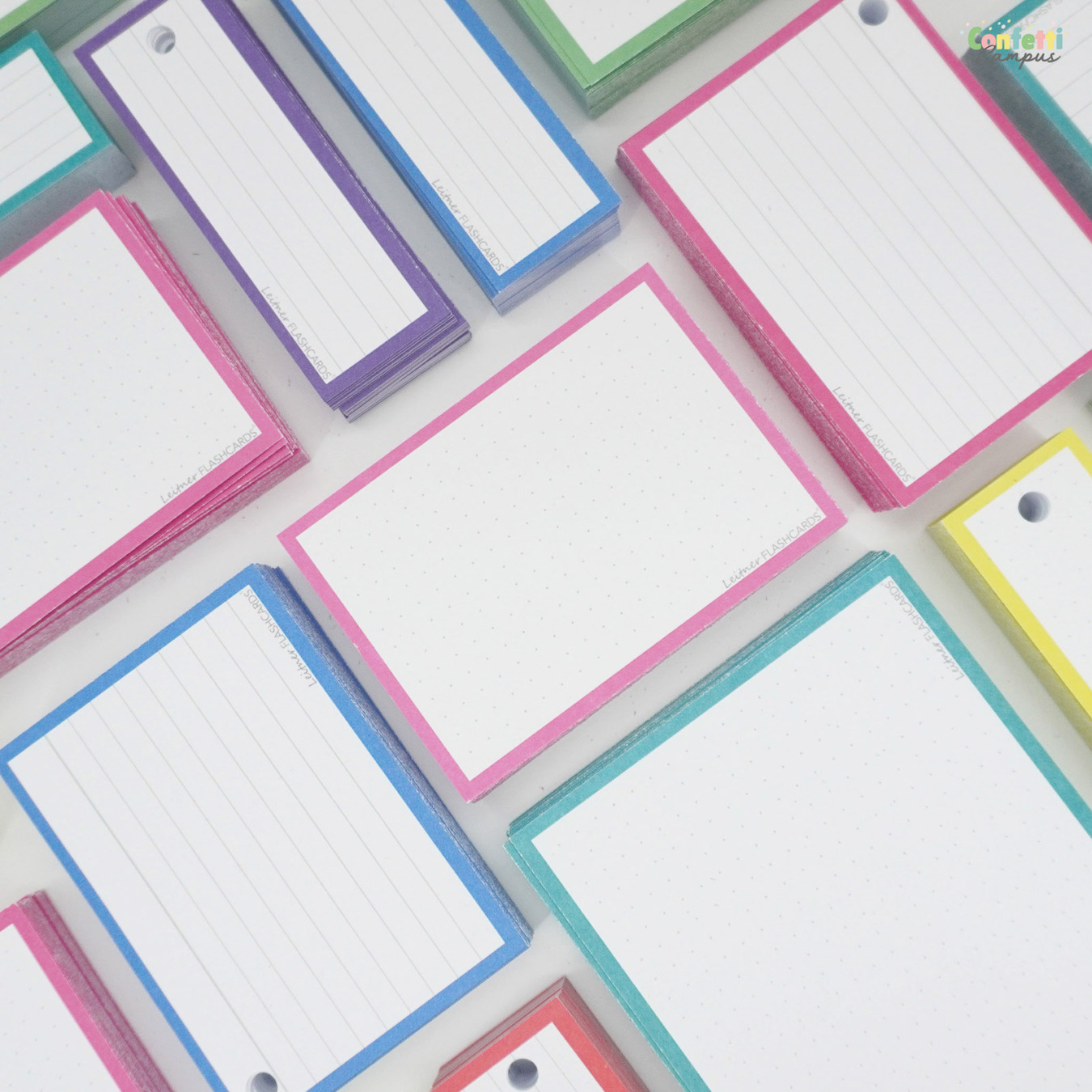 Leitner Flashcards A7 Dotted Roze