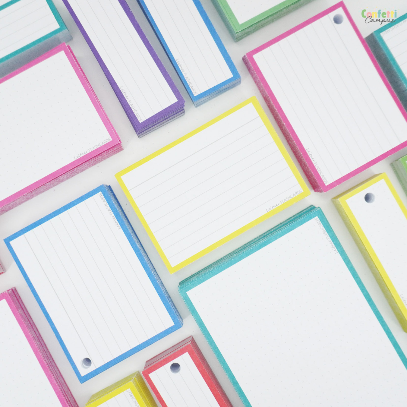 Leitner Flashcards A7 Gelinieerd Geel