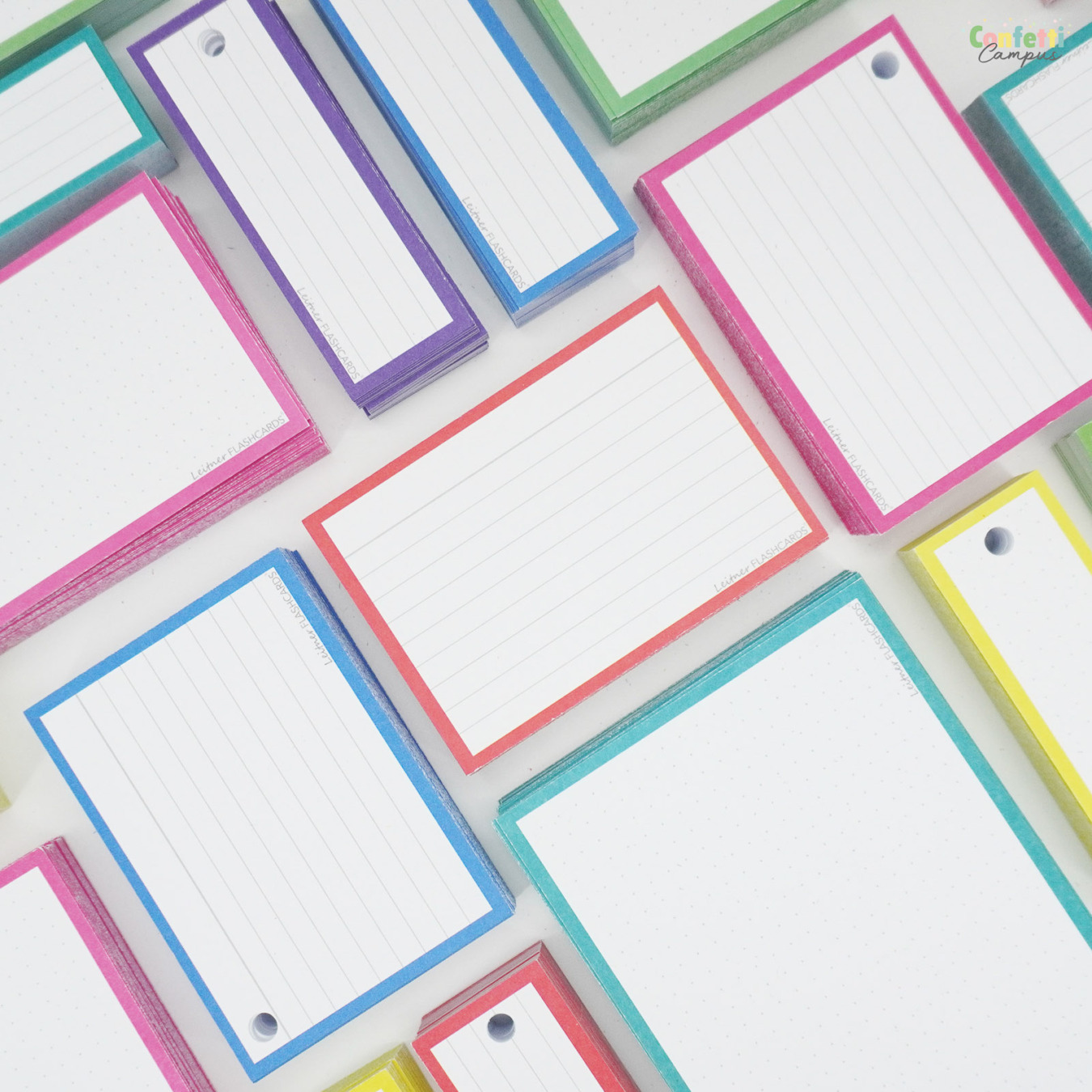 Leitner Flashcards A7 Gelinieerd Rood