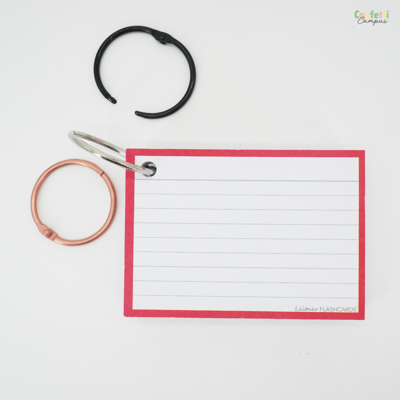 Leitner Flashcards A7 Gelinieerd Rood