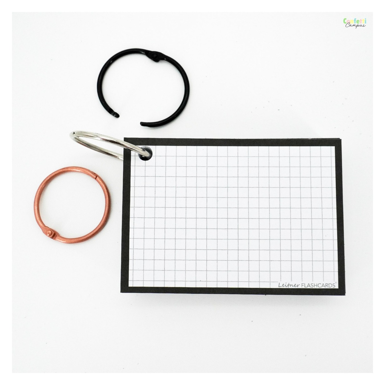 Leitner Flashcards A7 Geruit 5 x 5 mm Zwart