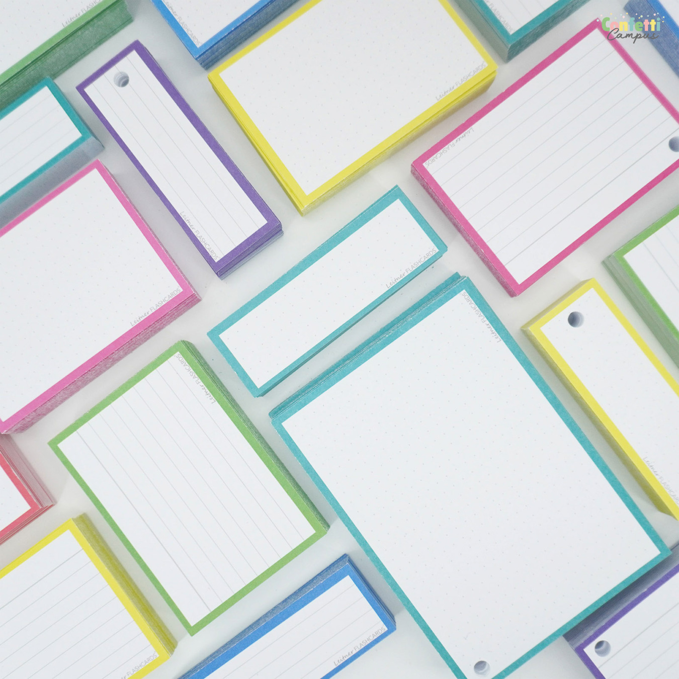 Leitner Flashcards Half Dotted Turquoise