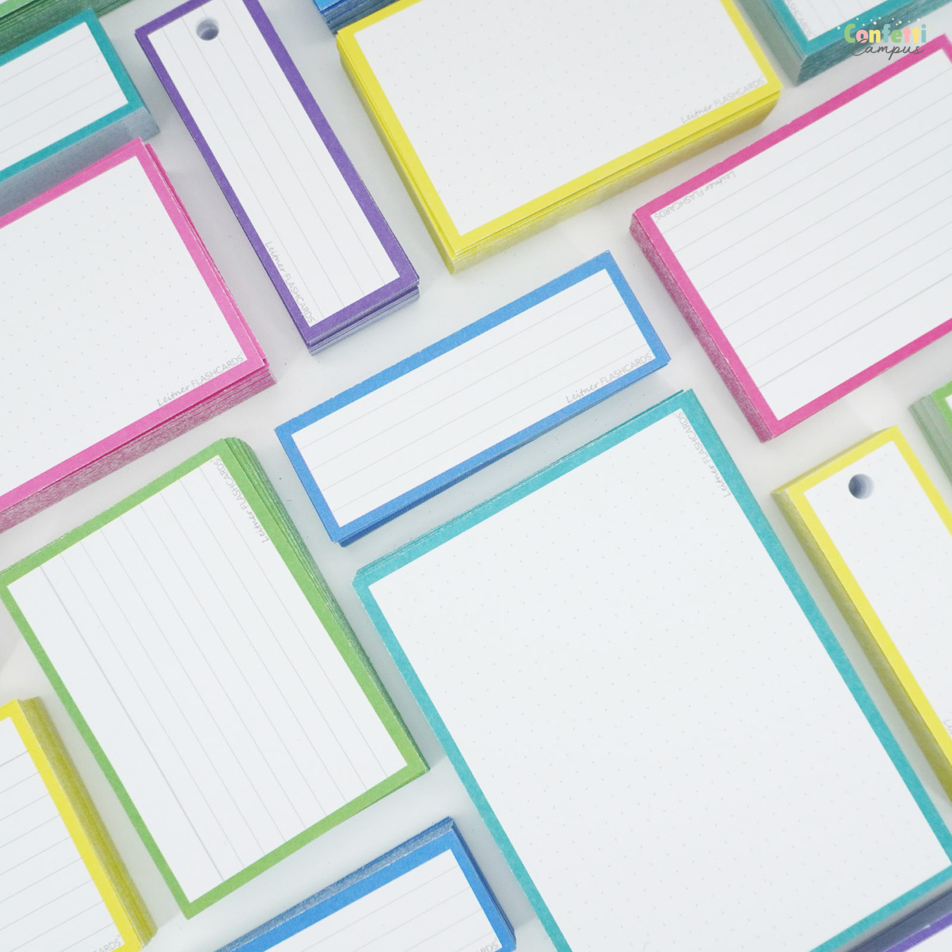 Leitner Flashcards Half Gelinieerd Blauw