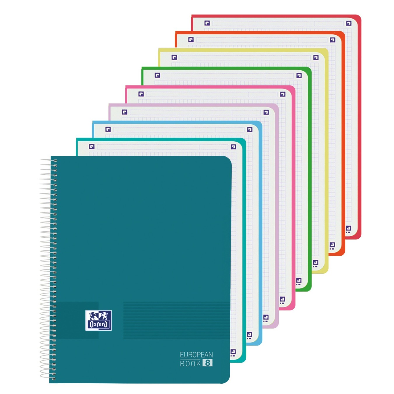 Oxford A4+ European Book 8 Hardcover Geruit Turquoise