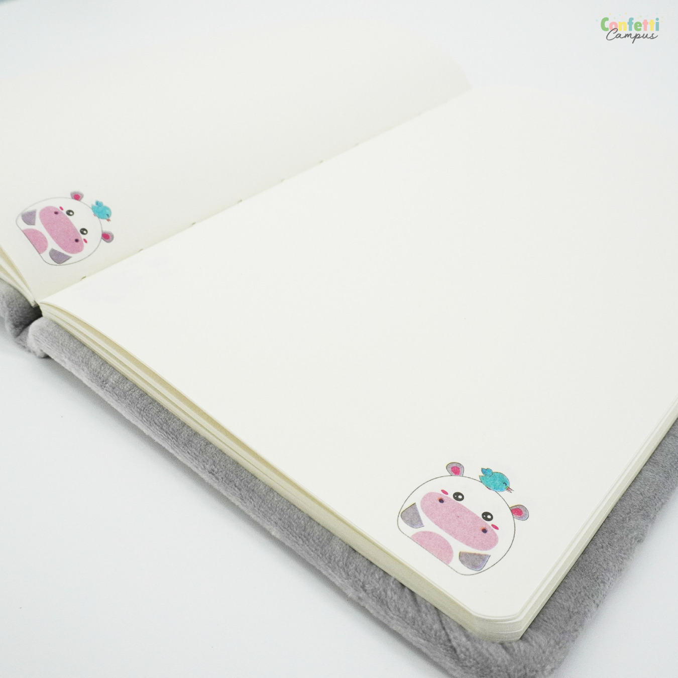 i-Total Fluffy Notebook A5 Gelinieerd Hippo