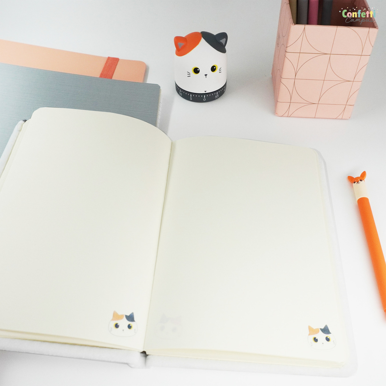 i-Total Fluffy Notebook A5 Gelinieerd Orange Cat