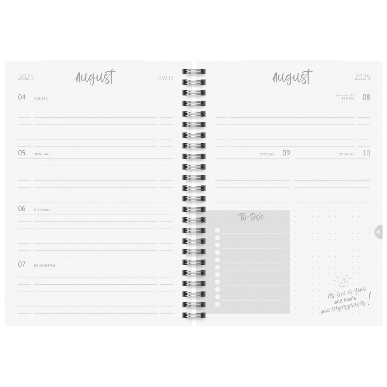 Brunnen Agenda Weekplanner A5 2024-2025 18 mnd Hearts binnenkant
